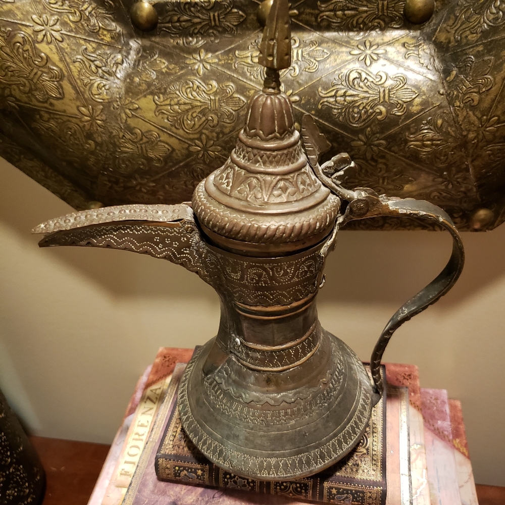 Antique brass and copper middle eastern tea pot.